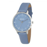 Henley Ladies Minimalistic Polished Round silver tone case Blue Leather Strap Watch H06184.6