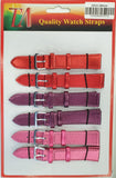 Watch Straps Metallic Colours Red/Pink/Purple 18mm - 6pk