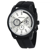 Henley Mens classy sporty Multi eye dials Large Silicone Watch Black/Silver H02227.1