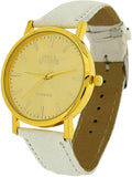 Relda Women Analogue Jumbo Goldtone Dial & PU White Strap Buckle REL63