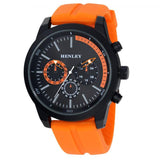 Henley Mens classy sporty Multi eye dials Large Silicone Watch Orange H02227.8