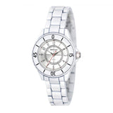 Henley Ladies Enamelled Round Case Silver sunray dial White Bracelet Watch H07241.4