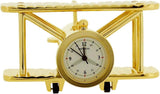 Miniature Clock Silvertone Metal Bi-Plane Design Solid Brass IMP1014S - CLEARANCE NEEDS RE-BATTERY