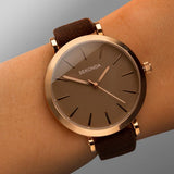 Sekonda Ladies Minimal Rose Gold Case & PU Strap with Brown Dial 40299