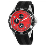 Henley Mens Multi Eye Polished Silver Sports Red Dial Black Silicone Watch H02229.10