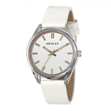 Henley Ladies Colourful Round silver tone case White Faux Leather Strap Watch H06185.4