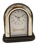 Twins Black Arch Roman Number White Dial Light/Snooze with Silent Sweep Alarm / Mantel Clock