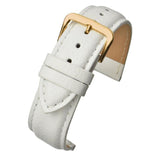 White Padded Buffalo Grain Leather Watch Strap 16mm