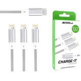 AA CHARGE-iT Premium 3in1 Cable (1.2M) USB-C To 3 x Lightning - Silver