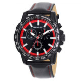 Henley Mens Satin Black Sports Coloured Stitch Multi Eye Watch Black/Red H03015.10