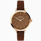 Sekonda Ladies Minimal Rose Gold Case & PU Strap with Brown Dial 40299