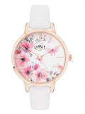 Limit Ladies Secret garden Pink & White Floral Dial White leather strap watch 60021