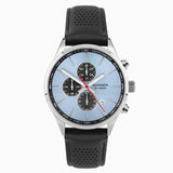 Sekonda Mens Silver Alloy Case & Black Leather Strap with Blue Dial 30106