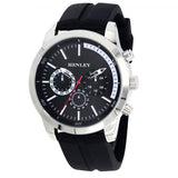 Henley Mens classy sporty Multi eye dials Large Silicone Watch Black/Black H02227.3