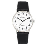 Ravel Mens Classic Big White Dial Black Leather Strap Watch R0129.20.1