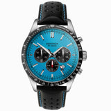 Sekonda Mens Velocity Chronograph Stainless Steel Case & Black Leather Strap with Blue Dial 30019