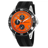 Henley Mens Multi Eye Polished Silver Sports Orange Dial Black Silicone Watch H02229.8
