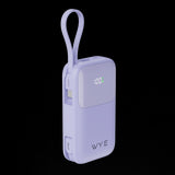 WYEFLUX Fast Charging Power Bank with Built-in Cables 10k mAh-PURPLE