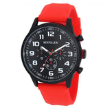 Henley Mens Black Sports Silicone Watch Red H02224.10