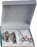 Paul Salatini Ladies Bling Gold Dial Gold Barcelet Watch Gift Sets 8085G