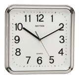 Rhythm Square Basic Wall Clock with Silent Movement in Silver Color 3D Numerals