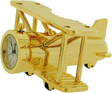 Miniature Clock Silvertone Metal Bi-Plane Design Solid Brass IMP1014S - CLEARANCE NEEDS RE-BATTERY