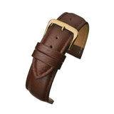 Brown Padded Buffalo Grain Leather Watch Strap 22mm