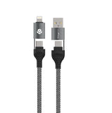 WYEFLOW 4 in 1 Aluminium Alloy Braided 60w Fast Charging Cable 2m
