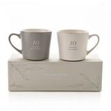 Amore Set of 2 Grey & White Mugs - 10th Anniversary (MINIMUM ORDER QUANTITY 2)