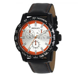 Henley Mens Satin Black Sports Coloured Stitch Multi Eye Watch Orange H03015.18