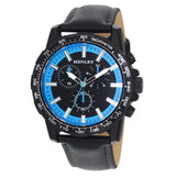 Henley Mens Satin Black Sports Coloured Stitch Multi Eye Watch Black/Blue H03015.6