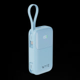 WYEFLUX Fast Charging Power Bank with Built-in Cables 10k mAh-BLUE