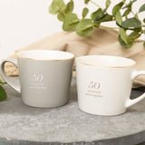 Amore Set of 2 Grey & White Mugs - 50th Anniversary (MINIMUM ORDER QUANTITY 2)