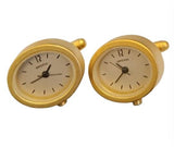 Miniature Clock Goldtone Plated Metal Cufflinks Solid Brass IMP413