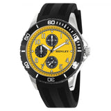 Henley Mens Multi Eye Polished Silver Sports Yellow Dial Black Silicone Watch H02229.9