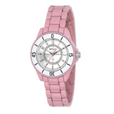 Henley Ladies Enamelled Round Case Silver sunray dial Pink Bracelet Watch H07241.5