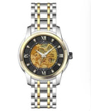 Longbo Mens Automatic Hollow mechanical Dial Analogue Gold/Black/2Tone Metal Bracelet Strap Watch