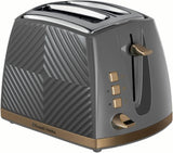 Russell Hobbs Groove Grey 2 Slice 850W Toaster