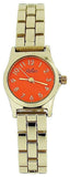 Reflex Ladies Metal Analogue Orange Dial Yellow Tone Metal Bracelet Strap Watch LB109