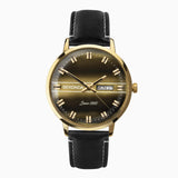 Sekonda Mens Gold Case & Black Leather Strap with Gold Dial 1950