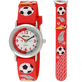 Ravel 3D Football Timeteacher Children Boy Girl Analogue Multicolour Strap Watch Red