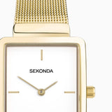 Sekonda Ladies White Dial and Gold Plated Stainless Steel Mesh Bracelet Watch 40136