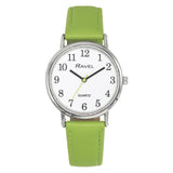 Ravel Ladies Classic Big White Dial Green Leather Strap Watch R0140.21.1