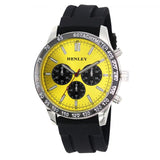 Henley Mens Polished Sports Silicone Watch Silver/Yellow H02223.9