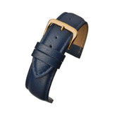 Blue Padded Buffalo Grain Leather Watch Strap 14mm