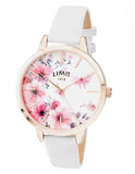 Limit Ladies Secret garden Pink & White Floral Dial White leather strap watch 60021