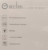 Acctim Jefferson Silent Sweep, Crescendo and Light features Bedside Alarm Clock in White - 16482