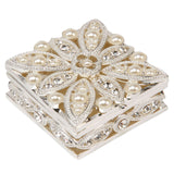 Sophia Square Shape Trinket Box Petal Design Pearls/Crystals