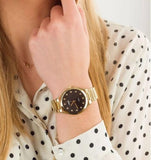 Lorus Ladies Bling Black dial Gold Plated Stainless Steel Bracelet Watch RG206WX9