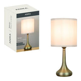 Sarav Touch Lamp Brass Base White Shade - E27 Max 60W